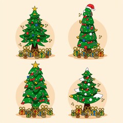 Christmas Tree Sets Vector Design