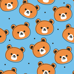 seamless pattern cute cartoon of bear in blue wallpaper. for fabric print, kids wallpaper, gift wrapping paper