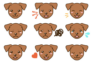 折れ耳ミニチュアピンシャー（レッド）の表情顔アイコン