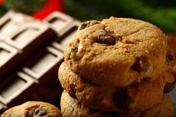 Homemade chocolate chips cookies - healthy diet snack foods.