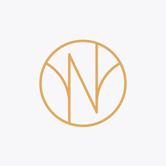 Simple organic N letter in chic style. This logo also looks feminine and sophisticated. The perfect logo for fashion products, beauty products, or retail.