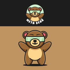 CUTE CYBER BEAR MASCOT LOGO