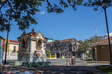 horizontal shot of a classic cityscape on a sunny day in San Jose in Costa Rica