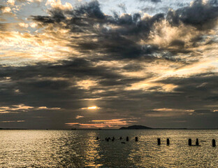 Sunset view of Yalong Bay in Sanya City
