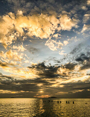 Sunset view of Yalong Bay in Sanya City
