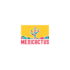 Fototapeta na wymiar Modern flat colorful design MEXICACTUS logo design