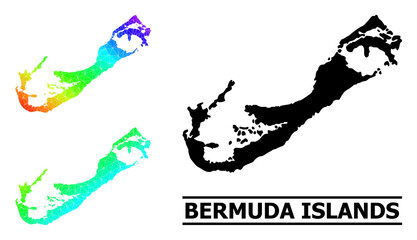 Vector lowpoly spectrum colored map of Bermuda Islands with diagonal gradient. Triangulated map of Bermuda Islands polygonal illustration.