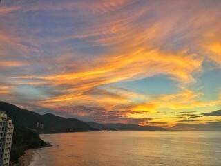 Fototapeta na wymiar Sunset over the ocean in Puerto Vallarta, Mexico