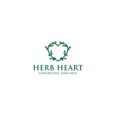 Modern design HERB HEART love flower logo design