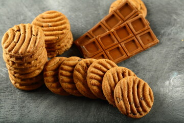 Healthy eating- homemade fresh baked sugar free chocolate cookies, vegan diet snack foods.