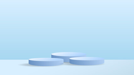 Blue Podium 3d illustration template for content online or web, on Blue background , illustration Vector EPS 10