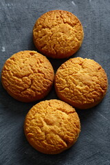 Close up - fresh baked sugar free butter cookies.