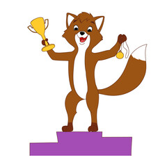 Fox winner, champion.
Vector illustration.