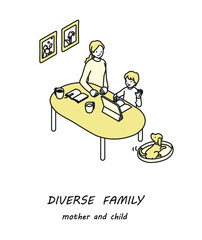 多様な家族　お母さんとこども