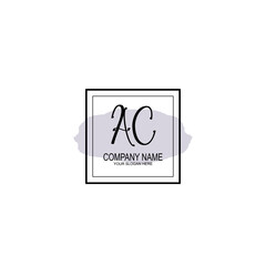 Letter AC minimalist wedding monogram vector