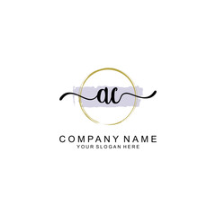 AC Initial handwriting logo with circle hand drawn template vector