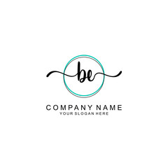 BE Initial handwriting logo with circle hand drawn template vector
