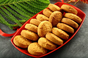 Healthy vegan diet  snacks- plate of delicious sugar free butter cookies.