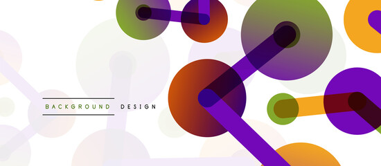 Line points connections geometric abstract background. Circles connected by lines. Trendy techno business template for wallpaper, banner, background or landing