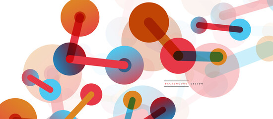 Line points connections geometric abstract background. Circles connected by lines. Trendy techno business template for wallpaper, banner, background or landing