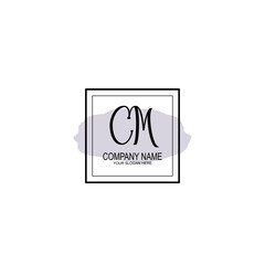 Letter CM minimalist wedding monogram vector