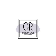 Letter CR minimalist wedding monogram vector