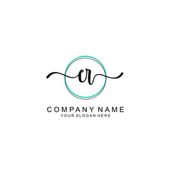 CR Initial handwriting logo with circle hand drawn template vector