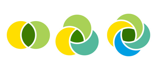 Venn diagram circles chart infographic. Vector design elements for business strategy presentation.
