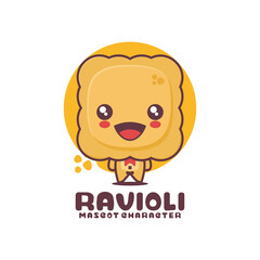 vector ravioli cartoon mascot, italian food illustration, suitable for, logos, prints, labels, stickers, etc