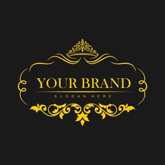 Luxury Logo template flourishes calligraphic elegant ornament lines. Business sign, identity for Restaurant, Royalty, Boutique, Cafe, Hotel, Heraldic, Jewelry, Fashion,Beauty Salon and other 