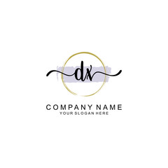 DX Initial handwriting logo with circle hand drawn template vector