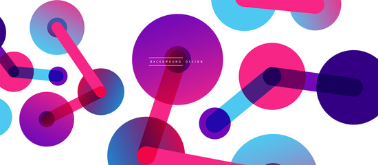 Abstract background. Round dots connected by lines. Trendy techno business template for wallpaper, banner, background or landing