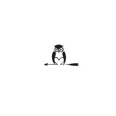 owl silhouette on tree illustration icon vector