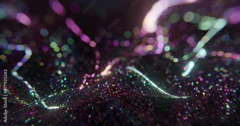 Poster abstract background with dots, depth of field and bokeh. neon futuristic backdrop. particle backgrou