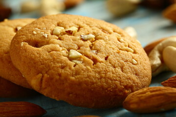 Homemade sugar free vegan  diet cookies with almonds and cashew nuts.