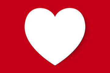 Valentine card, white heart on red background. Vector illustration.