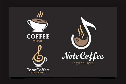 set of coffee music logo