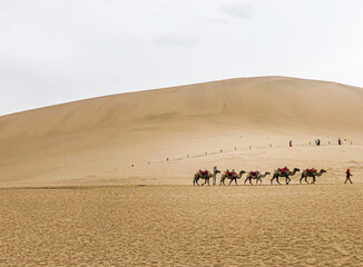 The Mingsha Mountain Crescent Spring Scenery in Dunhuang City