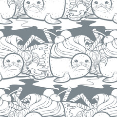Sundae Seal Seamless Surface Pattern Design.
