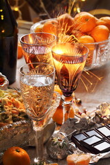 glass of champagne and orange