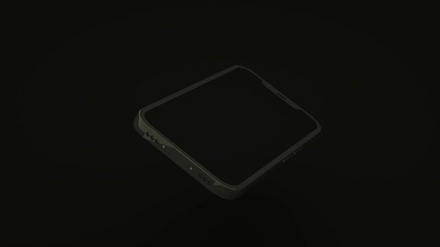 3D render phone spins on a black background