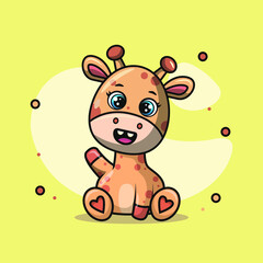 Cute Smiling Giraffe Animal Character. Suitable for covers, posters, banners, and other marketing purposes.