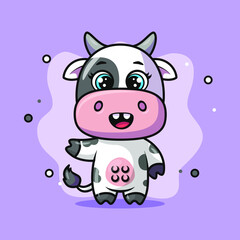 Cute Smiling Dairy Cow Animal Character. Suitable for covers, posters, banners, and other marketing purposes.