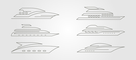 set of yacht line art logo vector collection symbol illustration design, abstract yacht minimalist logo design - obrazy, fototapety, plakaty
