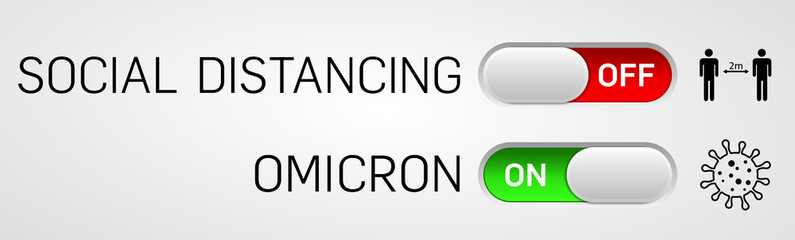 Omicron On and Off Toggle Switch Buttons. Omicron Concept. Vector Illustration.