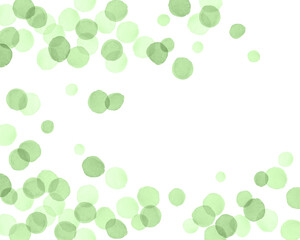 ランダム配置された水彩の緑色水玉