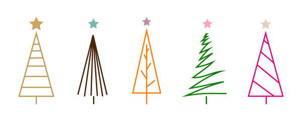 Christmas tree illustration in a colored monoline style. a simple element drawing of versatile elements. an illustration to decorate wrapping paper, greeting cards, etc.