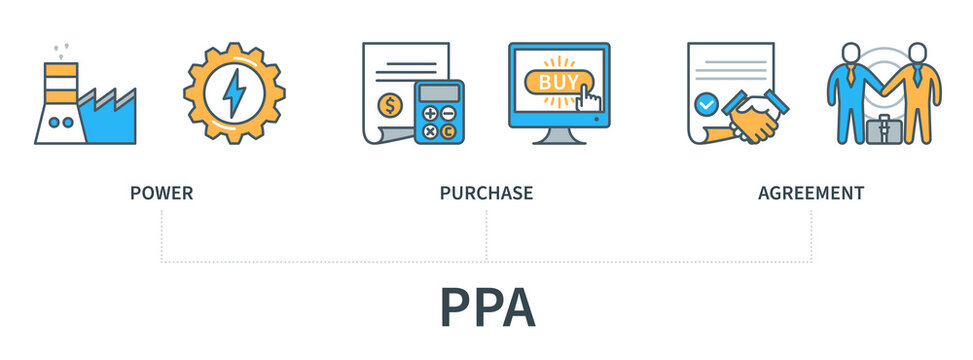 PPA Power Purchase Agreement vector infographics