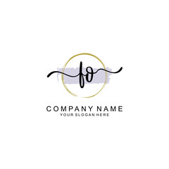 FO Initial handwriting logo with circle hand drawn template vector