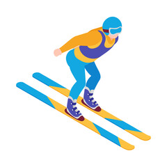 Obraz premium Ski Jumping Isometric Composition